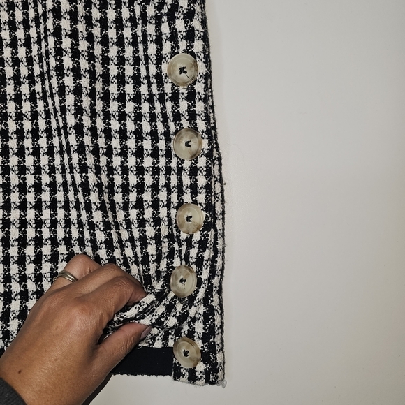 Anthropologie Maeve Townsend Black White Houndstooth Short Sleeve Top Boxy Sz 10 - Picture 7 of 16